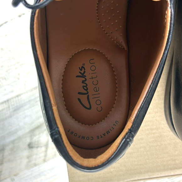 Clarks Tilden Cap Mens 9 Black Leather Oxford Work Dress Shoes NEW Comfort main image 9